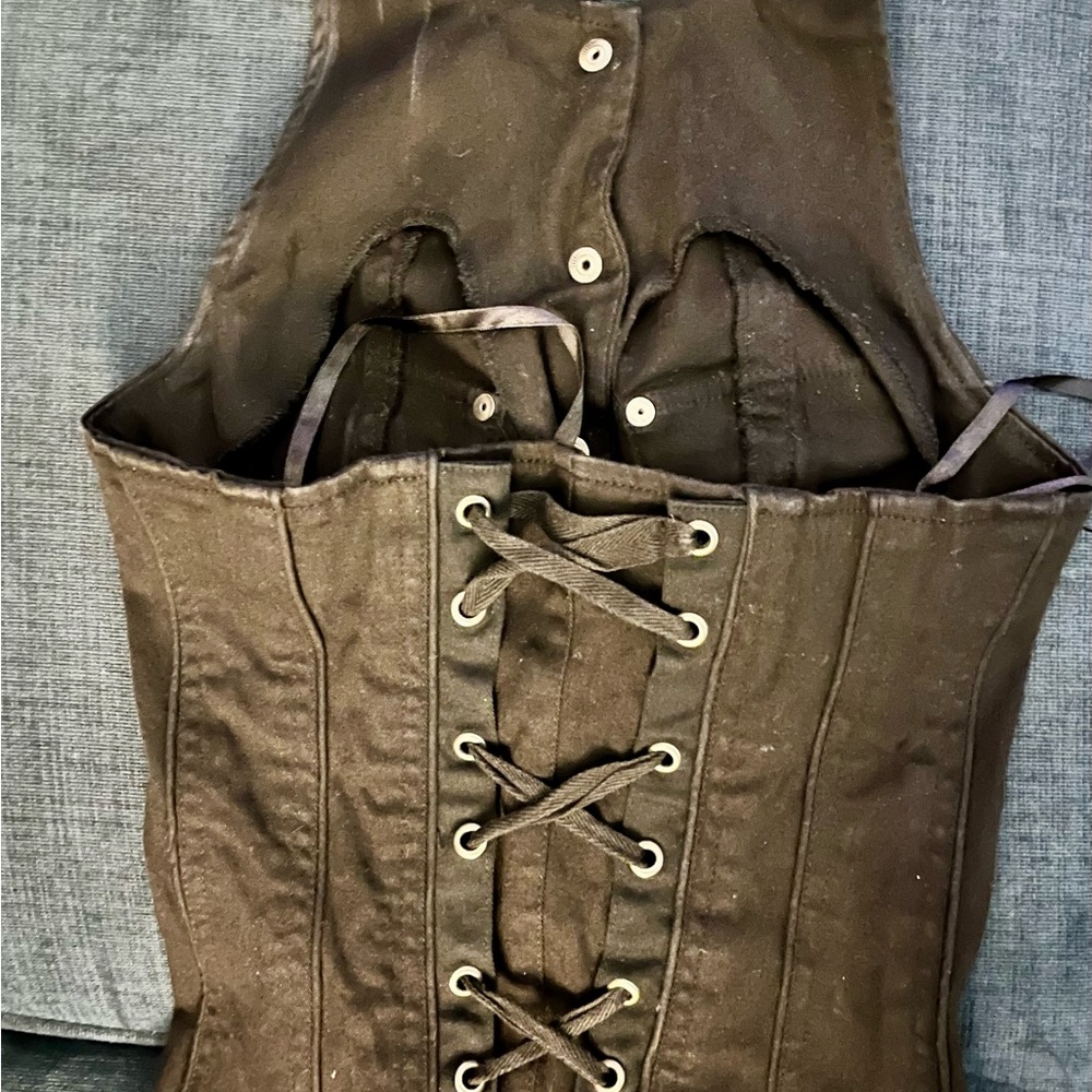 Tripp NYC Black Denim Corset-Back Halter Top - Picture 5 of 5